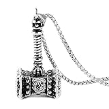 HZMAN Huge Thor Hammer Stainless Steel Necklace for Mens Hammer Pendant Necklace 22+2 Inch Chain
