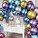PartyWoo Metallic Balloons, 50 pcs 12 Inch Gold Metallic Balloons Silver Metallic Balloons Blue Metallic Balloons Shiny Balloons for Party Birthday Decorations, Wedding Decorations (PartyWoo32562)