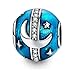 DALARAN Sterling Silver Moon Star Charms for Bracelet Blue Starry Sky S925 Bead Charm