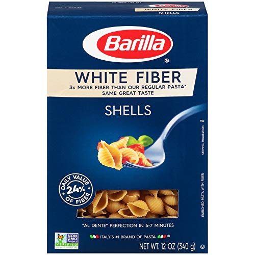 Barilla White Fiber Pasta, Shells, 12 Ounce (Pack of 12)