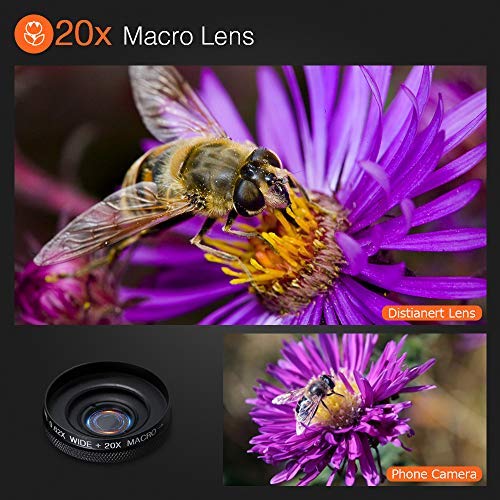 Cell Phone Camera Lens Kit,6 in 1 Universal 12x Zoom Telephoto Lens+0.62x Wide Angle &20x Macro Lenses+235° Fisheye Lens +Starburst Lens +CPL + Phone Holder + Tripod for iPhone X/8/7/6/6s plus Samsung Android & Most Smartphone