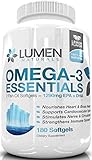 Omega 3 Triple Strength Fish Oil - 180 Lemon Flavor Softgel Capsules - Ultimate Supplement Shown to Support Triglyceride Levels, Assist Brain Health & Improve Mood - 1290 EPA DHA Fatty Acids