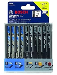 Bosch T5002 Juego de hojas de 10 piezas surtidas tipo T Shank