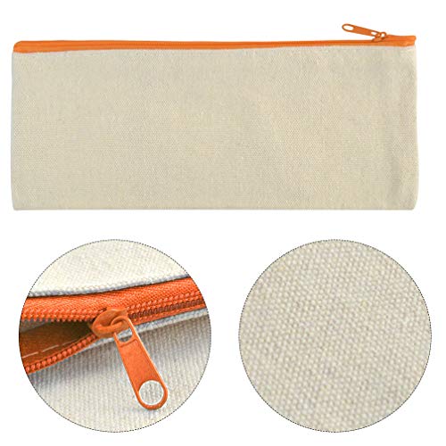 10 pcs Multi-Purpose Cotton Canvas Zipper Invoice Bill Bag Pen Pencil Cosmetic Makeup Bag Pouch Blank DIY Craft Bag (White, 3.5x8.3)