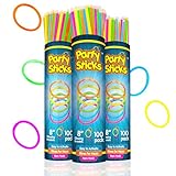 PartySticks Glow Sticks Jewelry Bulk Party Favors 300pk and Connectors - 8" Glow in The Dark Party Supplies, Neon Party Glow Necklaces and Glow Bracelets for Kids and Adults