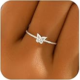 925 Sterling Silver Cute Butterfly Rings for Women Dainty Cubic Zirconia Promise Rings Boho Twisted Stackable Statement Ring Trendy Band Jewelry to Daughter Mom Birthday Valentine's Day Jewelry Gifts