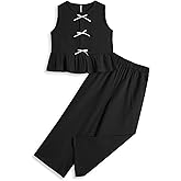 Handfrog Girls’ Clothing Sets Sleeveless Bow Crop Top Wide Leg Linen Pants 2025 Summer Outfits Cute Kids Clothes