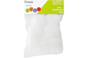 Essentials By Leisure Arts Pom Poms, White -2", 8 Pieces Per Pack