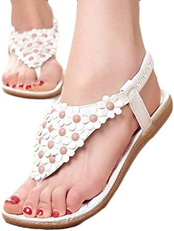 Women's Sweet Summer Sandals Beaded Bohemian Dress Flip-Flop Herringbone Shoes