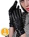 Winter Leather Gloves for Women Warm Cashmere Lining Thick Windproof Outdoor Hand Mittens Touch Screen with buttons