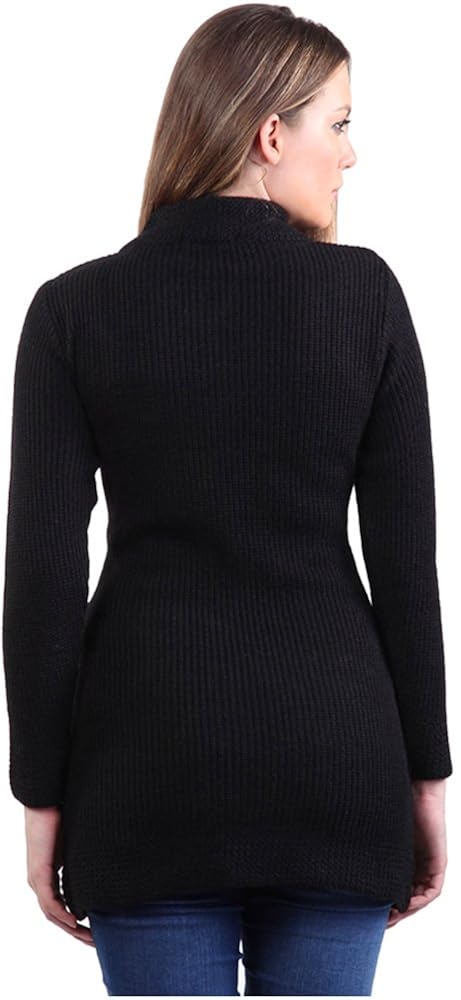 montrex acro wool winter long coat for women, girls (black)