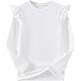 Csbks Toddler Baby Girl Soft Thick Crewneck Ruffle Tops Infant Girls Cotton Long Sleeve T-Shirt