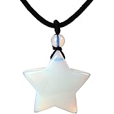 Justinstones 30mm Gemstone carved star pendant necklace 22"