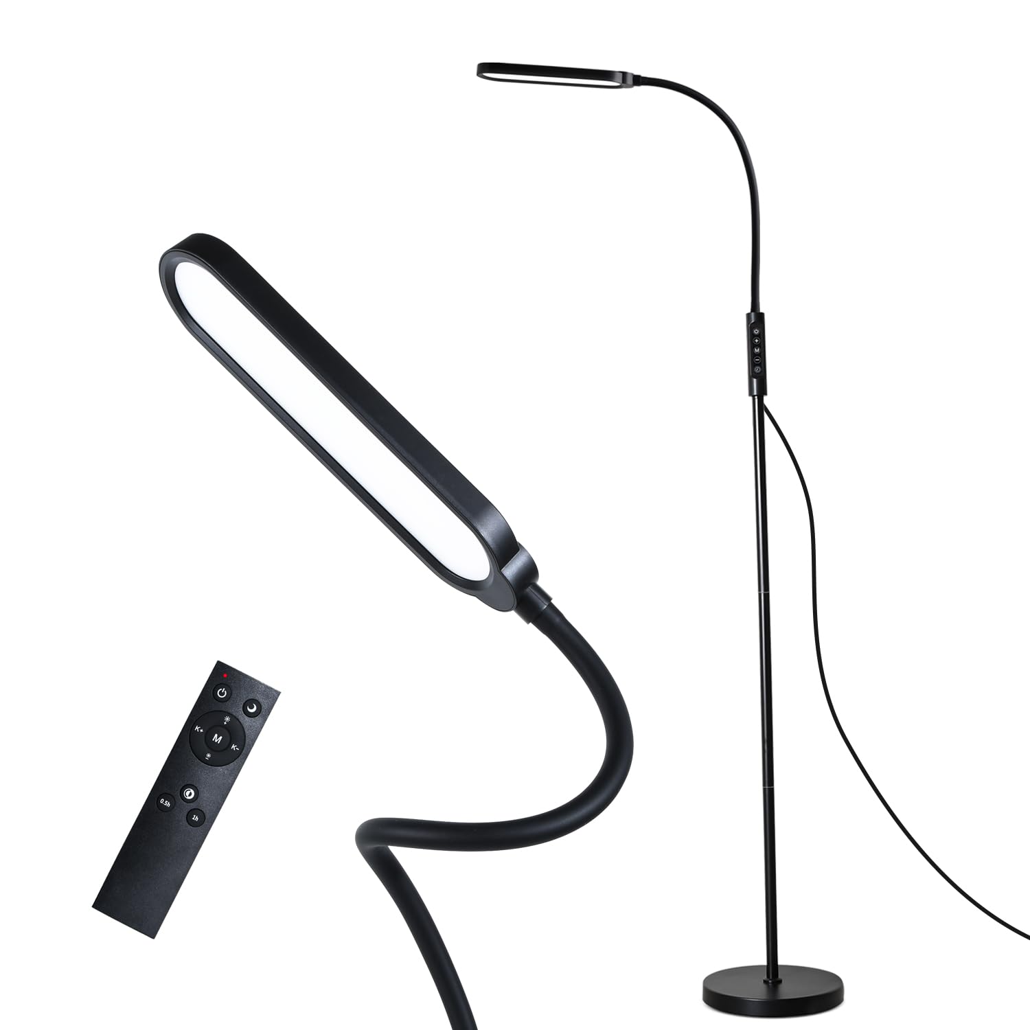 KOOSTONE Floor Lamp, Standing Lamp for Living Room, 18 W, 3000 LM, CRI>95, 3 Colors and 10 Brightness Levels, Standard LED Floor Light for Bedroom, Remote Control and Adapter Included