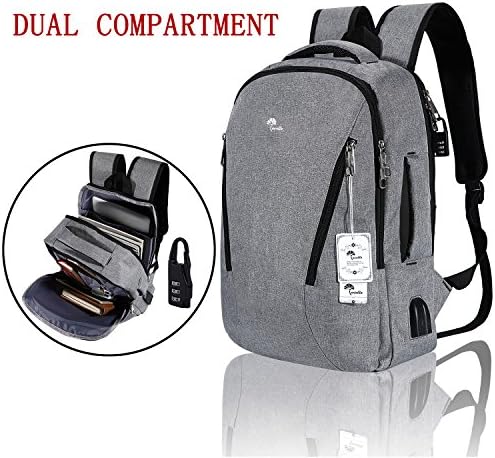 Laptop Backpack，Anti Theft College Backpack with USB Charging Port and Earphone Port Travel Backpack for Women Men, Computer Backpacks Fits Business Laptops Notebooks 15.6 Inches (Grey)