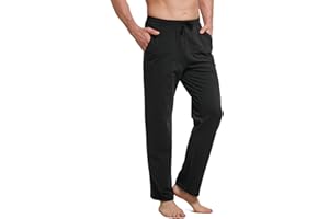 baleaf Mens Sweatpants Yoga Cotton Pants Open Bottom Joggers Straight Leg Running Casual Loose Track Pants with Pockets