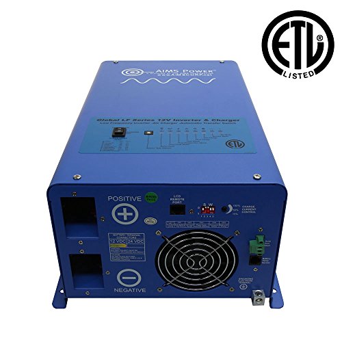 AIMS Power 2000 Watt 12V Pure Sine Inverter Charger w/6000W Surge ETL Certified to UL 458