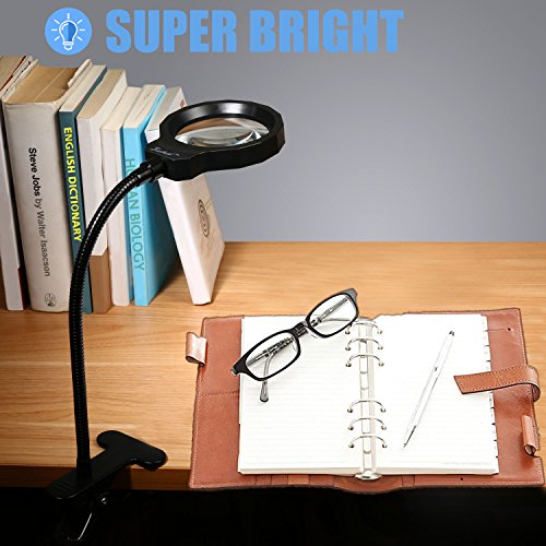 Daylight LED 3X Magnifying Lamp Magnifying Glass with Light Clip On