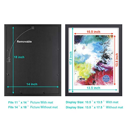 image for RPJC 14x18 Solid Wood Poster Frames with Display Pictures 11x14 with M