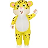 COMIN Inflatable Leopard Costume for Adults Blow Up Leopard Inflatable Costume Yellow Full Body for Halloween Party 72“