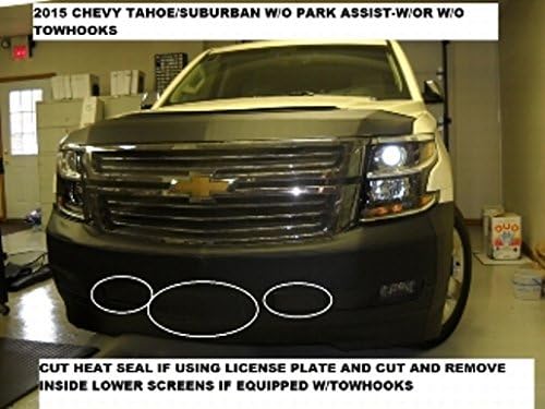 Lebra 2 piece Front End Cover Black - Car Mask Bra - Fits - 2015-2016 Chevy Tahoe & Suburban, Without Park Assistant, with or without Towhooks