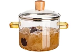 Glass Simmer Pot for Stove Top Potpourri 1.6L Clear Cooking Pots with Lids and Handles for Tea, Pot and Pan Cookware