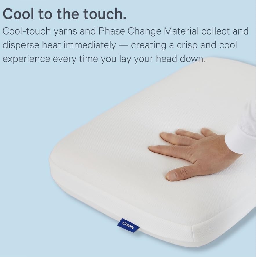 Casper Sleep, Standard Essential Cooling Foam Pillow, White & Sleep