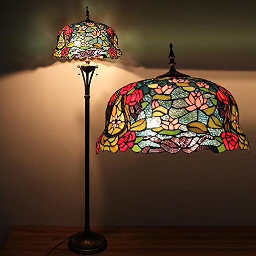 Gweat Tiffany 18-Inch European classic luxury villa apartment Lotus floor lamp, living room den office lighting Cafe floor lamps