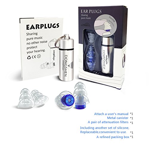 Concerts Earplugs,DONGSHEN High Fidelity Ear Plugs,Reusable 2 Pairs of