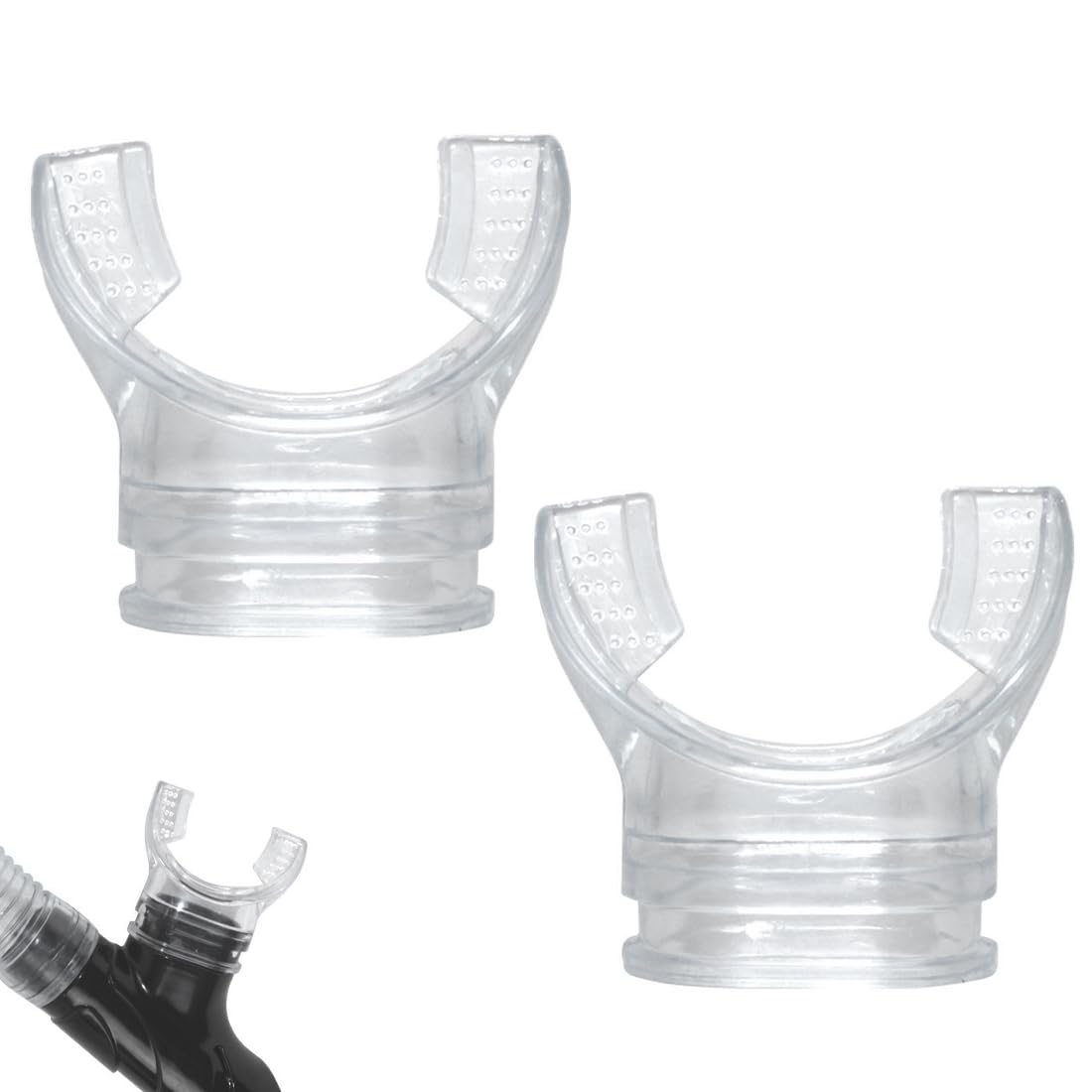 Zhioudz Clear Silicone Diving Mouthpiece, 2 Pieces, Transparent White Diving Mouthpiece, Mouthpiece Bite Suitable for Most Guest Snorkels and Regulators