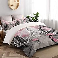 CANCAKA Oil Painting Paris European City Landscape France Eiffel Tower Black White Home Bedding Decorative Custom Design 3 PC Duvet Cover Set King