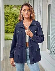 MEROKEETY Womens 2022 Fall Safari Utility Zip Up
