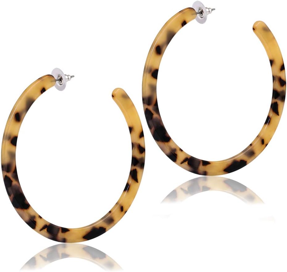 ALEXY Women’s Mottled Hoop Earrings Bohemia Acrylic Resin Hoops Stud Earrings