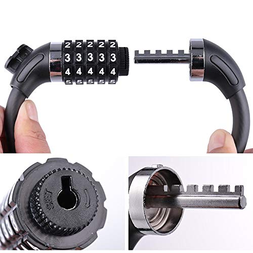 Lizipai 1200mm 5-Digit Combination Bicycle Cable Lock Motorcycle Anti-Theft Password Lock Mountain Bike Cycling Accessories Universal Electric Vehicle