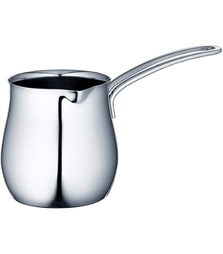 Cafetière Turque En Acier Inoxydable - Pour Cuisinière à Gaz/électrique - Avec Couvercle - 9 Cm De Diamètre, 12.5 Cm De Haut
