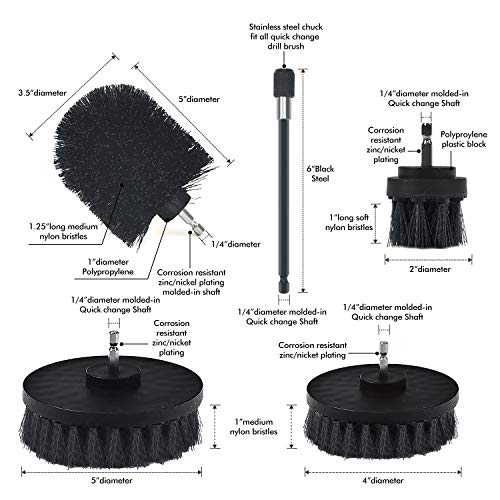 SHIELDPRO Brush Drill Attachment Set,Power Cleaning Scrub Brush Kit,All Purpose Time Saving Brush with Extend Attachment for Bathroom and Kitchen Surface,Grout,Tub,Shower,Tile,Corners,Automotive