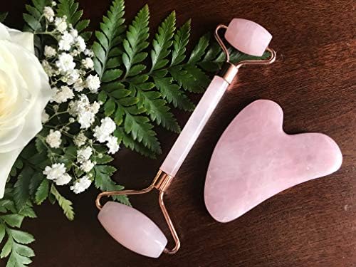 100% Refundable if Unsatisfied- 100% Natural Rose Quartz Roller and Gua Sha Stone