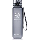 Miracol Sports Water Bottle, 32oz Large - Eco-Friendly Tritan Co-Polyester Plastic - with Flip Top Lid & Adjustable Strap - BPA Free - Best for Gym, Cycling, Camping, Running