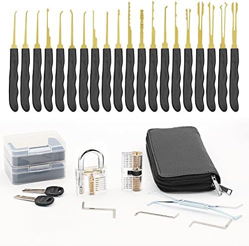 Lock Pick Set -Transparent Padlock Picking Tool Kit Practice Lock Set for Beginners and Pro Locksmiths of 28 Pieces
