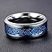 Mingjiahui Sliver and Blue Celtic Dragon Titanium Steel Wedding Band Ring for Mens and Womens 8MM Width Size 7-14