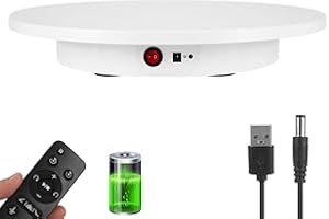 BOSGLADEK Motorized Rotating Display Stand, Rechargeable Rotating Platform 330 Lbs Load 360 Degree Mute Remote Control Angle Speed Electric Rotating Turntable for Photography Products Live Video Show, White