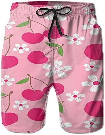 Men's Cherry And Flower Fashion Swim Trunks Shorts Casual Swim Short Printing Board Swim