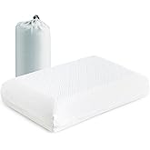 YOUR MOON Small Memory Foam Travel Size Pillow for Sleeping, Pure Cotton Cover, Compressible Camping Pillow for Sleeping, Portable Backpacking Support Pillows for Hiking, Car(White)