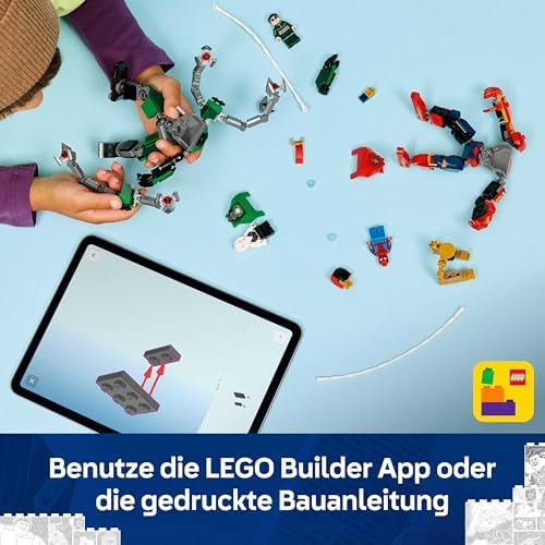 | Mech-Duell: Spider-Man vs. Doc Ock - Superhelden Spielzeug mit 2 Actionfiguren, 3 Minifiguren, Shootern - Konstruktionsspielzeug für Kinder - Geschenk für Jungen ab 6 Jahren und Mädchen - 76338