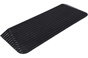 BOUPOWER 2" Rubber Threshold Ramp, Doorways Heavy Duty Wheelchair Ramps, Rated 2200 Lbs Load Capacity, Non-Slip Surface Rubber Solid Threshold Ramp for Wheelchair, Scooter, Mobility Scooters Black