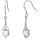 Watforsh 925 Sterling Silver Crystal Wedding Dangle Earrings Hypoallergenic Cubic Zirconia Gemstone Prom Jewelry