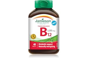 Jamieson Vitamin B12 5,000 mcg Timed Release Tablets, Methylcobalamin, Helps Prevent Vitamin B12 Deficiency, Supports Energy 
