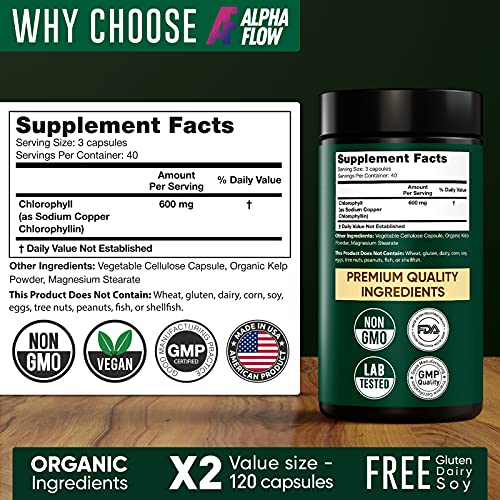 Chlorophyll Capsules 600 mg Natural Chlorophyll Pills for Women & Men