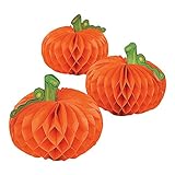 Fun Express Paper Pumpkin Decorations - 6 pcs - Halloween/Thanksgiving Table Centerpieces