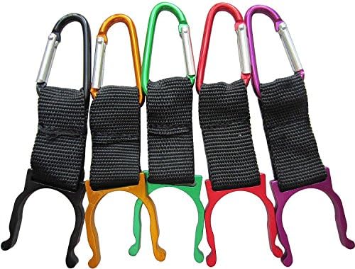 CAILEK Water Bottle Holder with D-ring Carabiner Clip Hook - Convenient Carrying Buckle for Travel, Hiking, Climbing & Walking Can Attach to Purse, Belt, Bag or Backpack (5pcs )